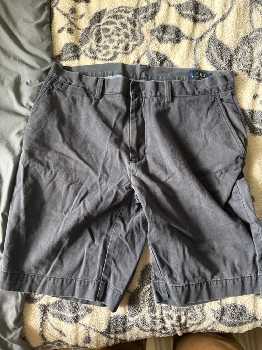 Polo by Ralph Lauren Men's Charcoal Flat Front Cotton Shorts
